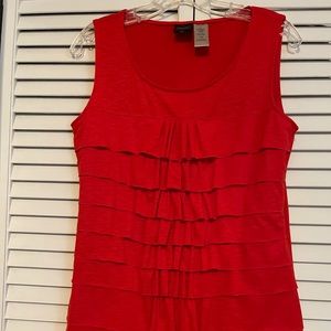 Rafaella Size S Red Sleeveless Ruffled Front Blous